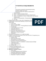 List of Portfolio Requirements: I. Plan Training Session