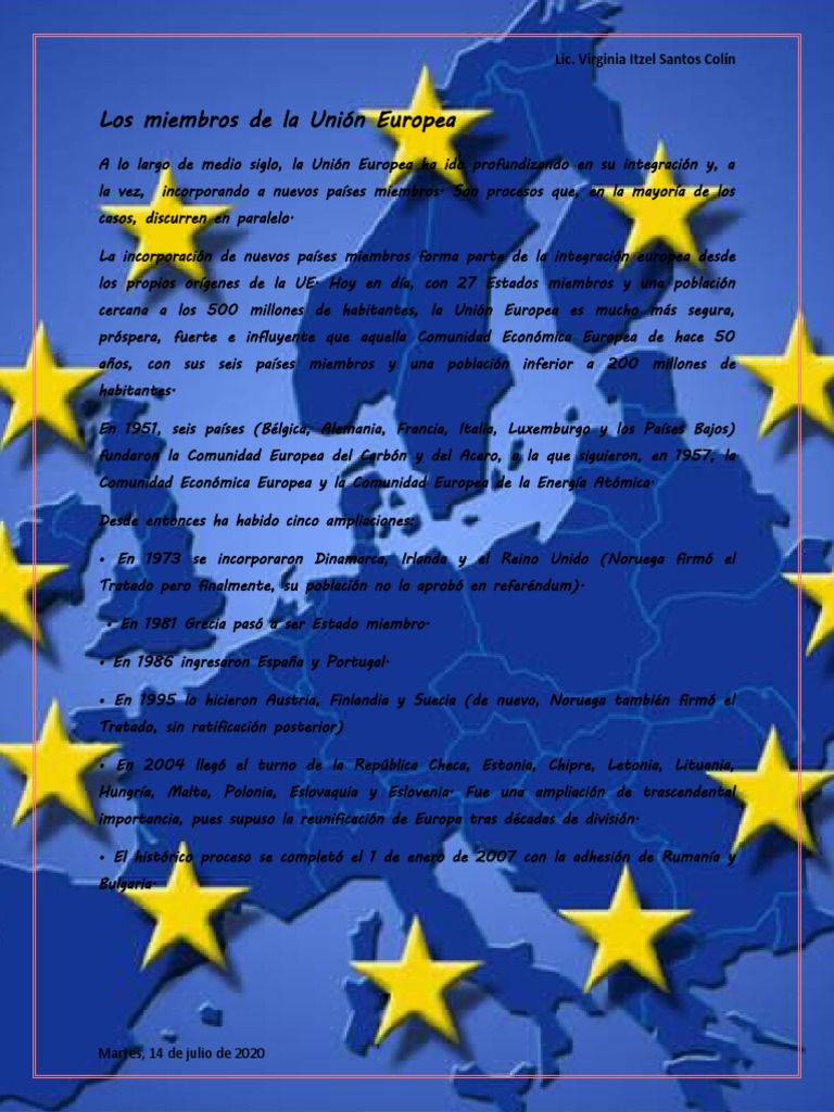 Los Miembros A La Unión Europea | PDF | Estado miembro de la Unión ...