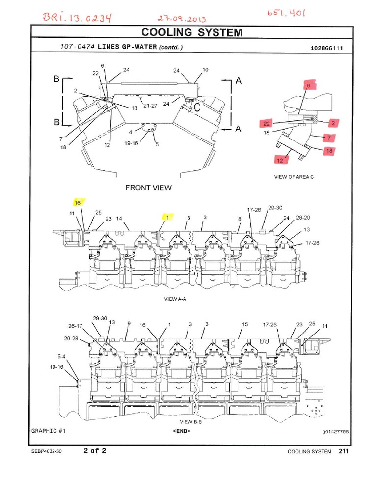 Caterpillar Cooling System Lines, Outlet Cylinder Heads PDF