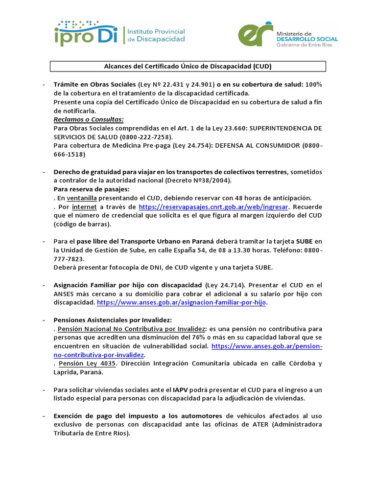 Beneficios del Certificado de Discapacidad | PDF | Invalidez