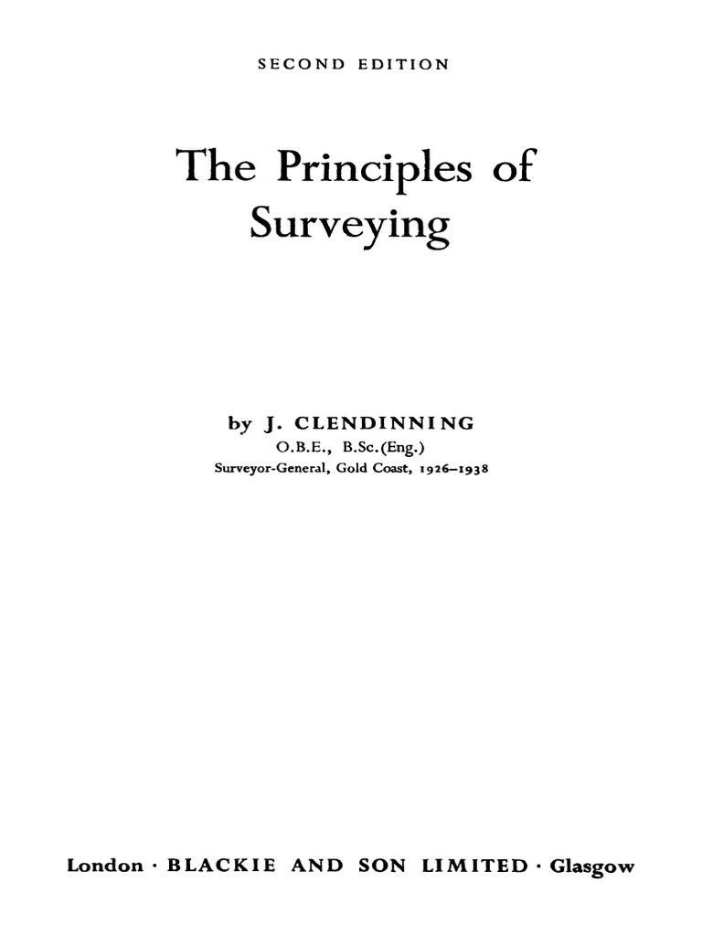 Principles of Surveying J Clendinning 1960 | PDF | Surveying