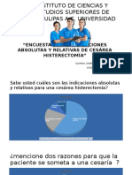 ENCUESTA SOBRE INDICACIONES ABSOLUTAS Y RELATIVAS DE CESAREA HISTERECTOMIA PPTX