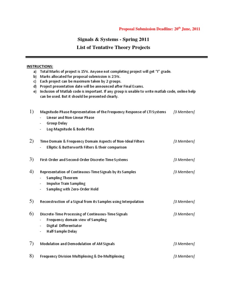 SS Theory Project List | PDF