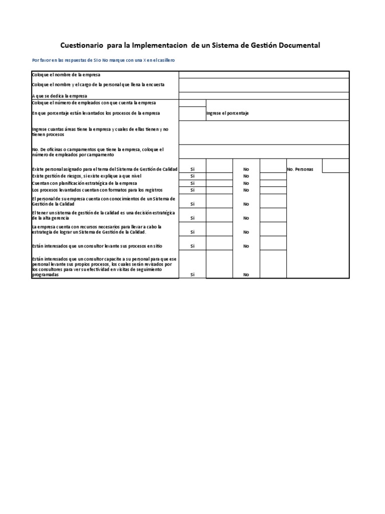Cuestionario para SGC | PDF | Crecimiento personal y profesional | Negocios