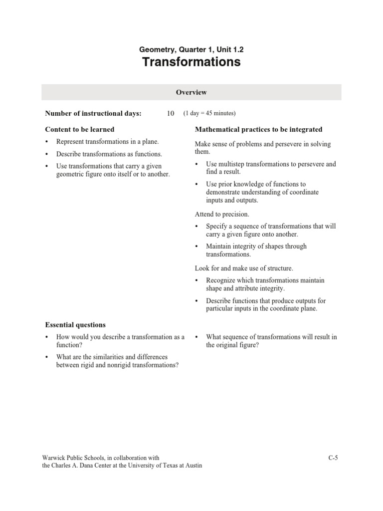 Geometry Transformations Unit Overview | PDF | Geometry | Shape