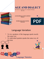 Language and Dialect: Advanced Introduction To Linguistics For A Language Teaching) CLL 108