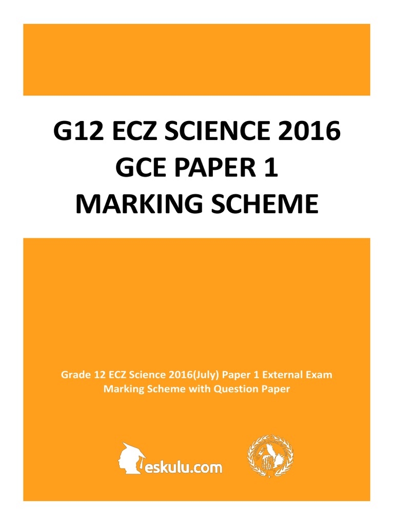 2016 Grade 12 Science Exam Marking Scheme | PDF