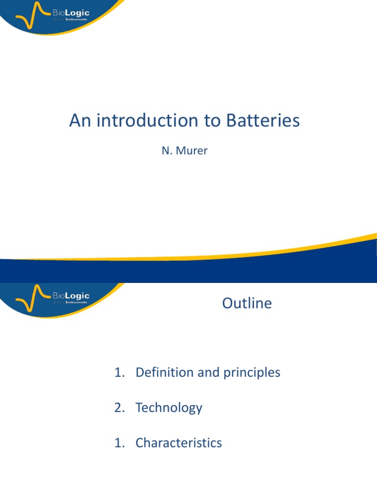 Introduction To Batteries Battery PDF Rechargeable Battery