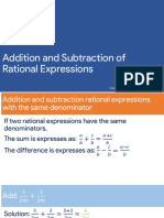Addition and Subtraction of Rational Expressions