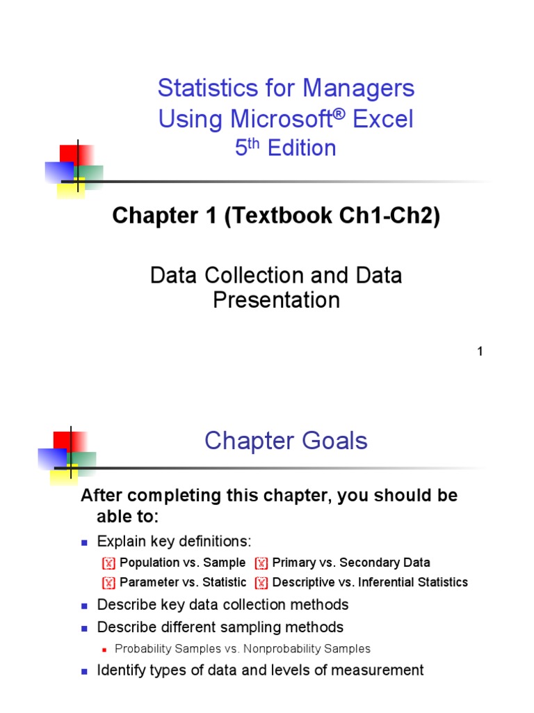 Statistics For Managers Using Microsoft Excel: Chapter 1 (Textbook Ch1 ...