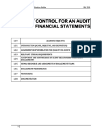 Quality Control For An Audit of Financial Statements