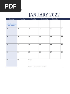 2022 Monthly Calendar - Landscape