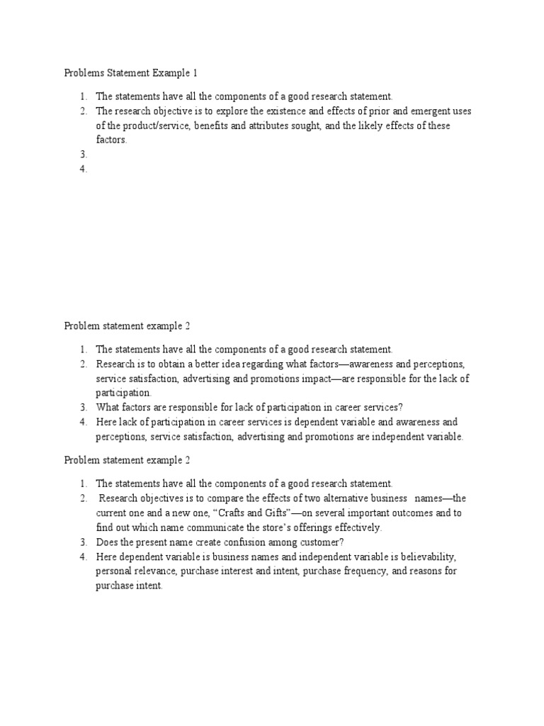 Problems Statement Example | PDF | Career & Growth | Finance & Money ...