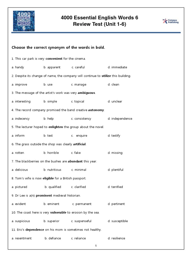 4000 Essential English Words Review Test | PDF | Foreign Language