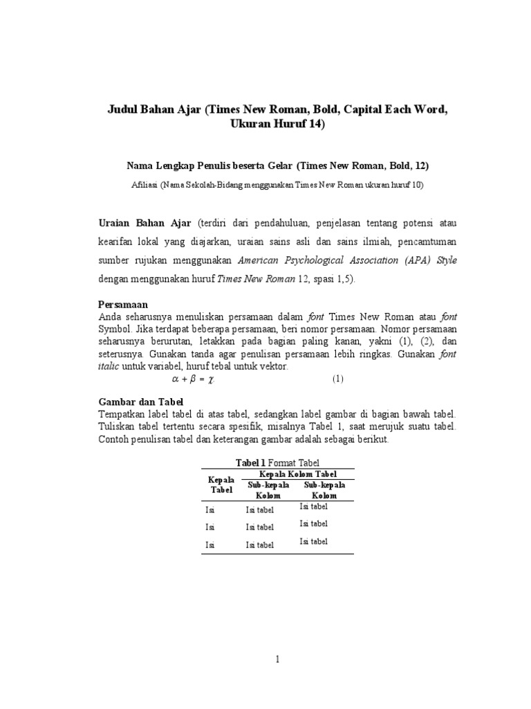 Template Bahan Ajar Potensi Dan Kearifan Lokal Dalam Pembelajaran Ipa PDF