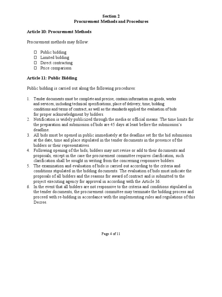 Procurement Methods and Procedures Guide | PDF | Construction Bidding ...