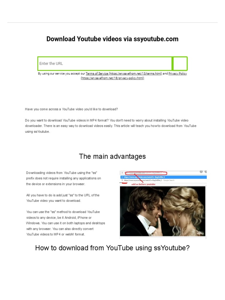 SsYoutube Download A YouTube Video Via SsYouTube PDF You Tube