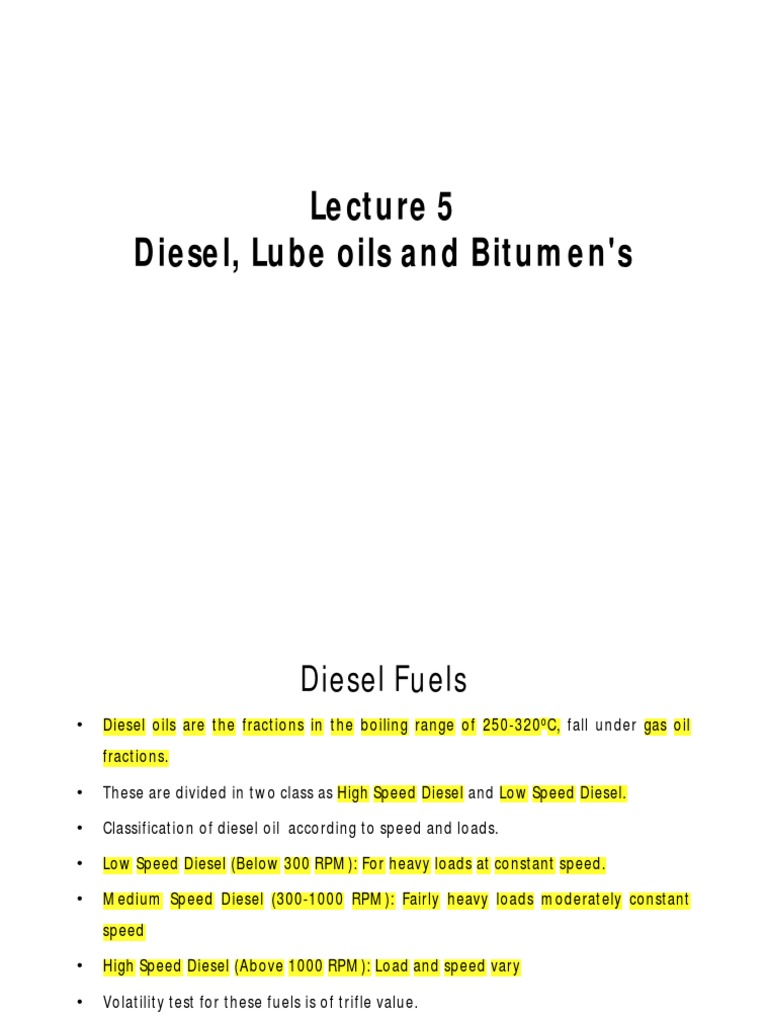 Classification, Properties, and Applications of Diesel Fuels