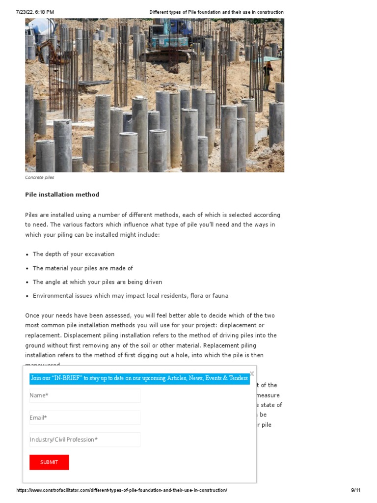 Different Types of Pile Foundation and Their Use in Construction910