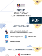 Ict For Pharmacy (Lab - Microsoft Office) : By: Mohd Saifulnizam Abu Bakar