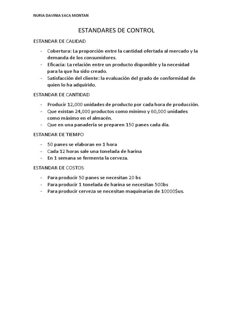 Estandares de Control | PDF
