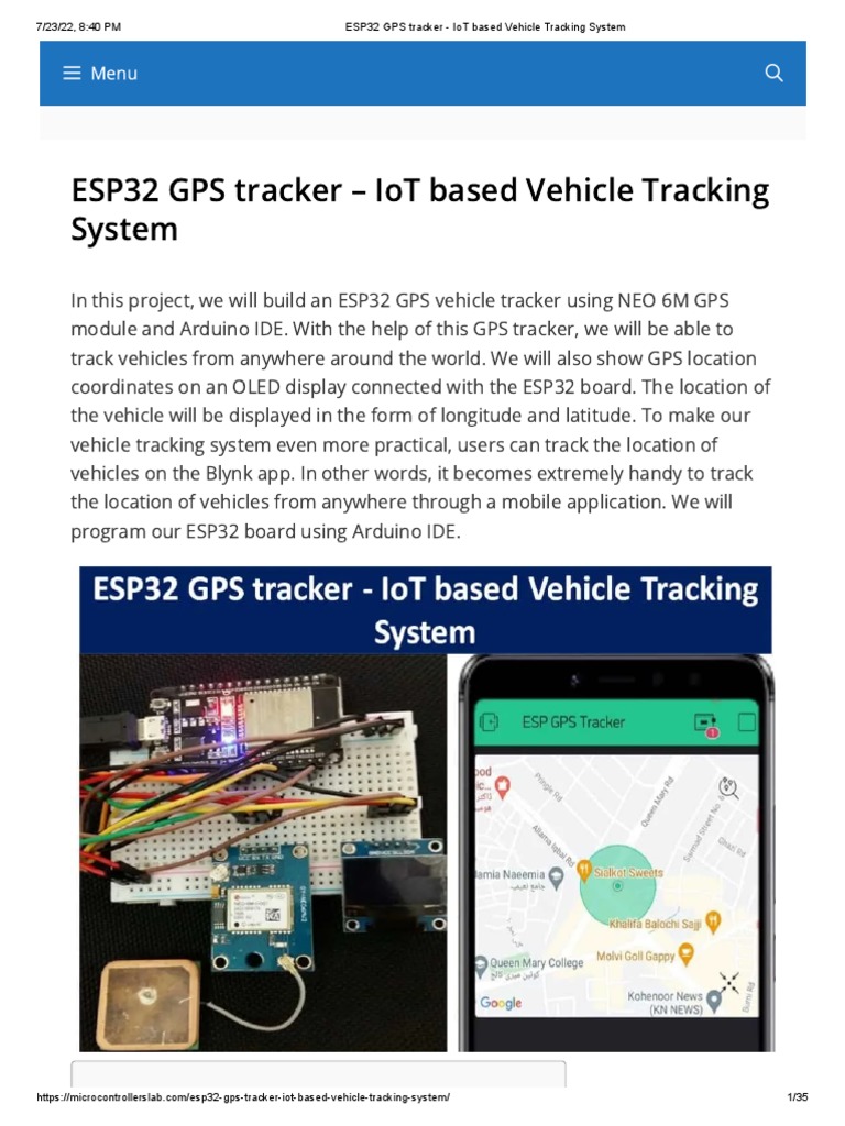 ESP32 GPS Tracker IoT Based Vehicle Tracking System PDF Global