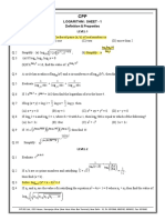 Logarithm: Sheet - 1 Definition & Properties: 1 Log Abc 1 Log Abc 1 Log Abc
