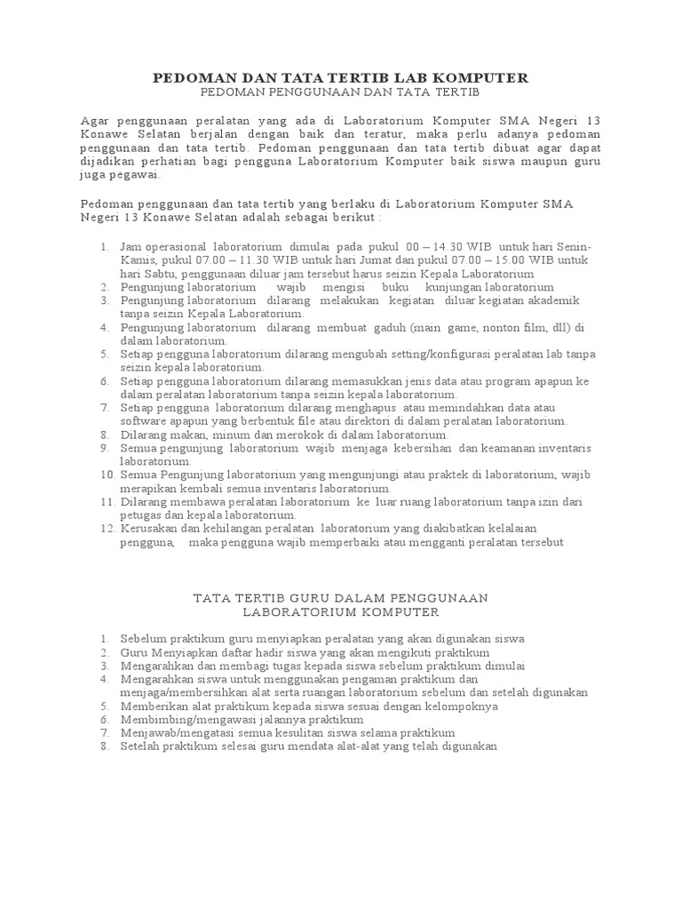 Tata Tertib Lab Komputer PDF