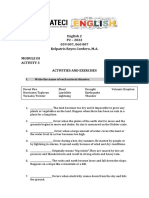 English 2 P2 - 2022 059 007, 060 007 Kelpatris Reyes Cordero, M.A. Activity 3 Activities and Exercises