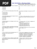 Structure of Atom - High Yield MCQs For NEET 2023