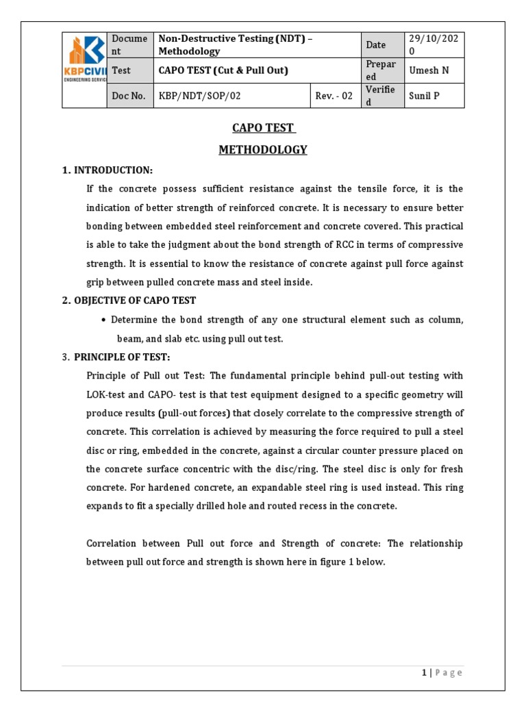 CAPO TEST | PDF | Concrete | Reinforced Concrete