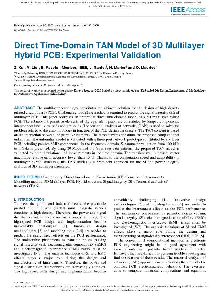 Direct Time-Domain TAN Model of 3D Multilayer Hybrid PCB: Experimental ...