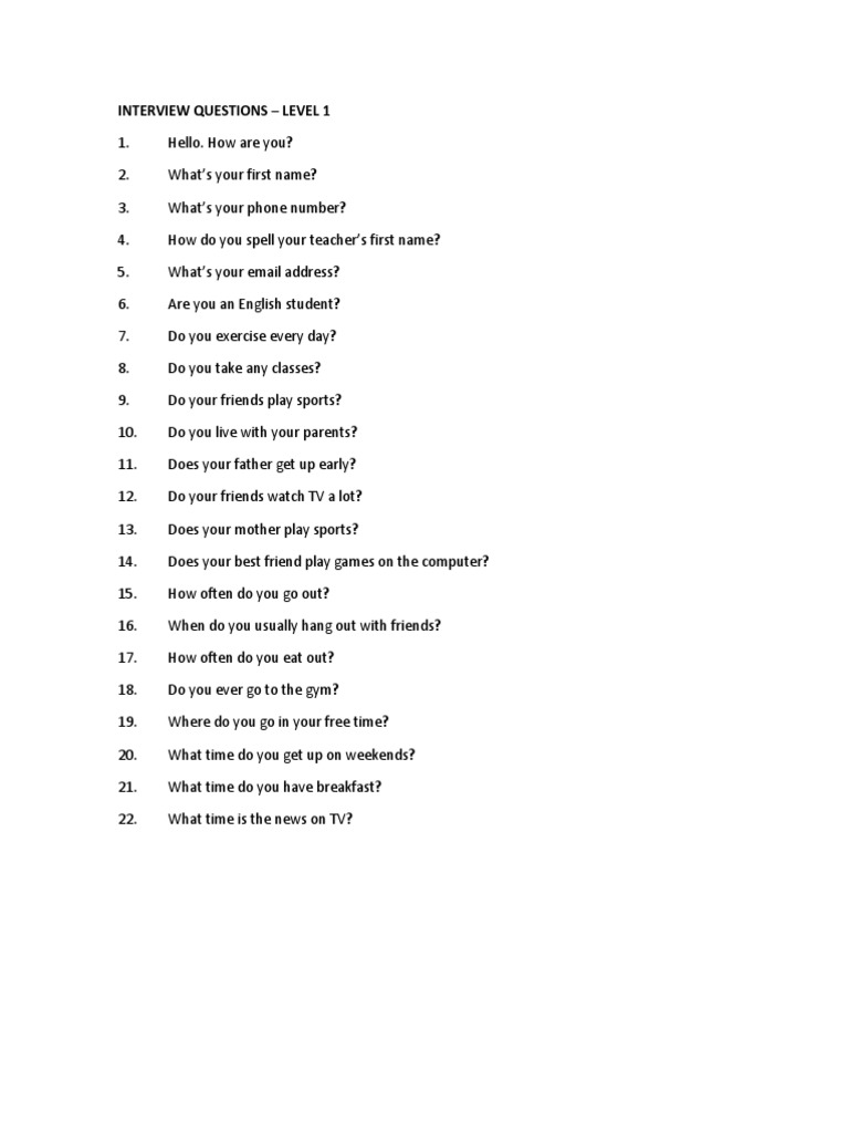 Interview Questions | PDF | Wellness