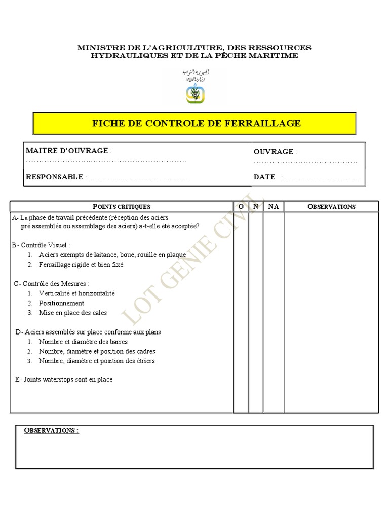 Fiche de Contrôle Technique de Chantier | PDF | Maison et jardin | Histoire