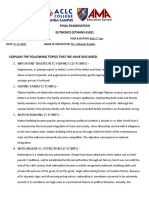 Final Examination Euthenics (Ethhns 6102) : 1. Important Tradition To Filipinos (10 Points)