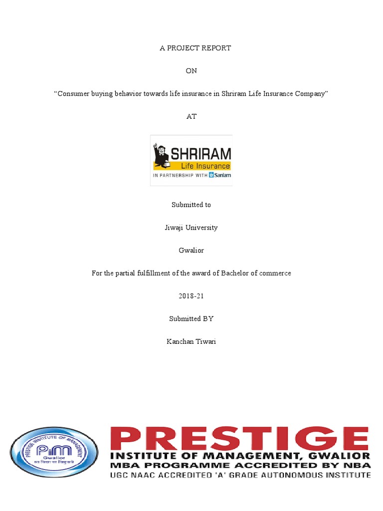 A PROJECT REPORT of Slic | PDF | Insurance | Economic Growth