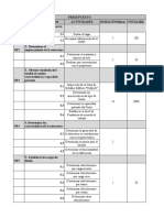 Tabla Presupuesto Según Objetivos Especificos