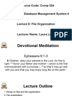 Course Code: Comp 324 Course Name: Database Management System II Lecture 5: File Organization