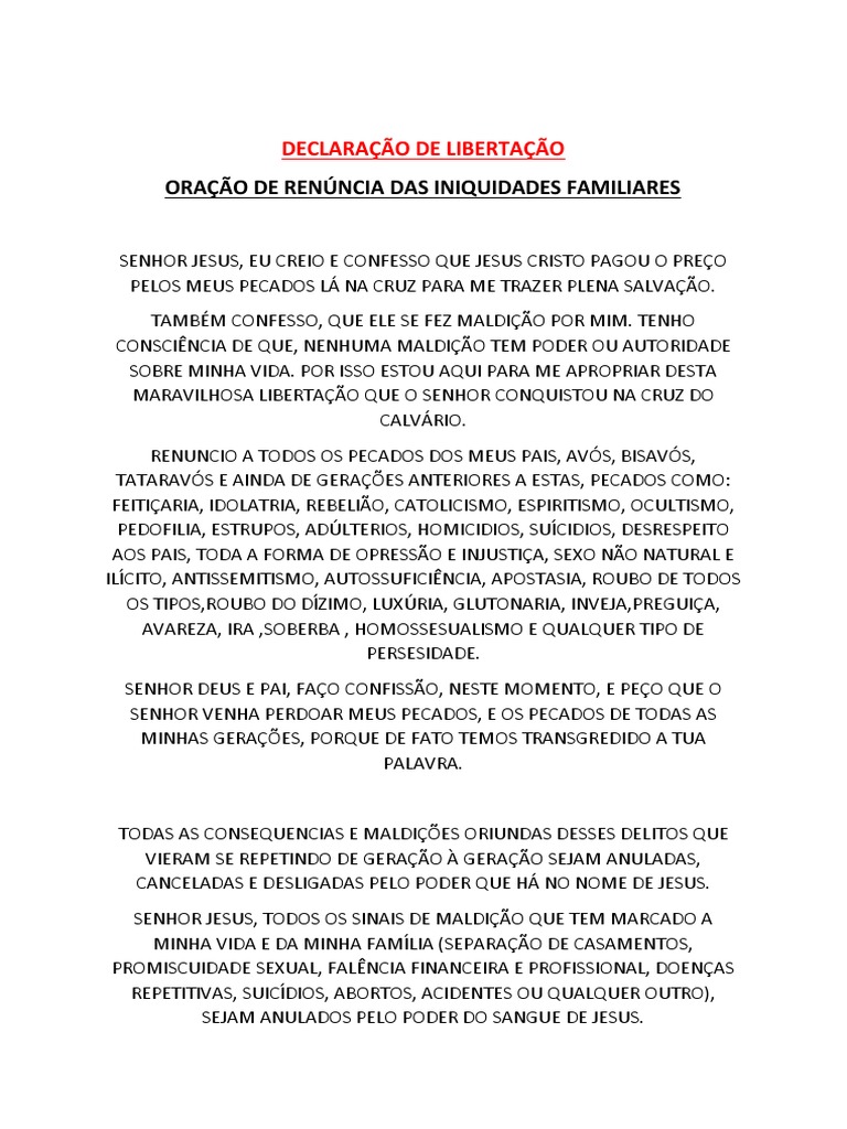 Oração de Renuncia 1 | PDF | Jesus | Oração
