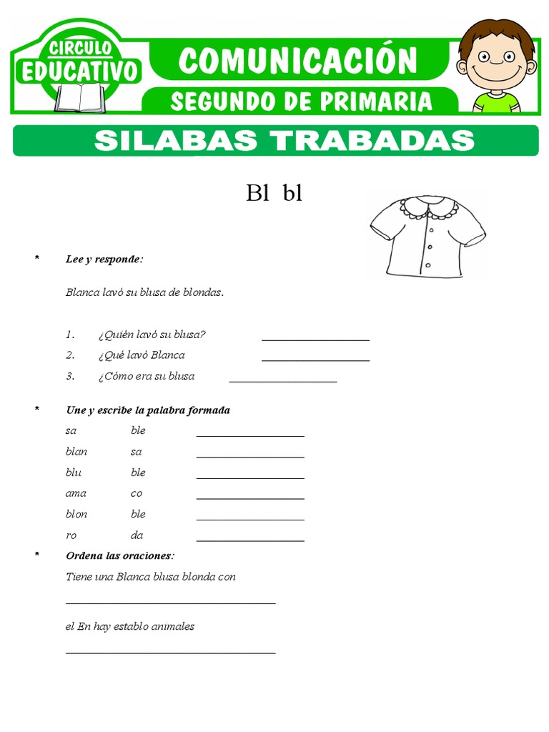 Actividades de sílabas trabadas 2° grado | PDF | Estudios de idiomas ...