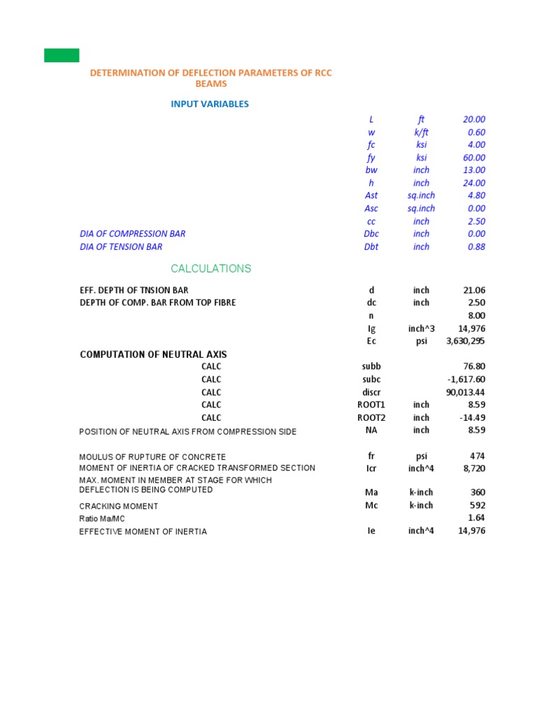 RCC Beam Deflection Calculation Guide | PDF | Home & Garden ...