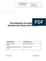 P - SSO - 12 Procedimiento de Limpieza y Desinfección Planta de Procesos