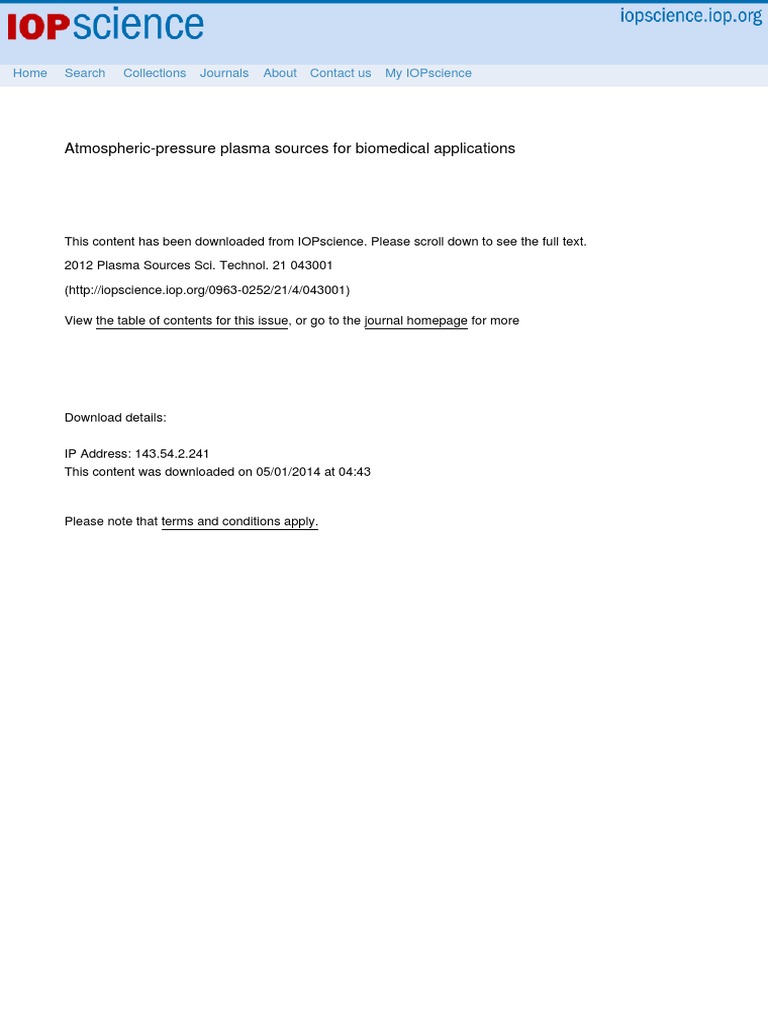 Atmospheric-Pressure Plasma Sources For Biomedical Applications | PDF ...