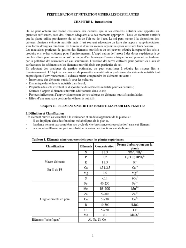 Fertilisation et Nutrition des Plantes | PDF | Fertilisant | Sol ...