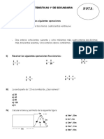 Test 1 de Entrada - Matemáticas 1º de Secundaria