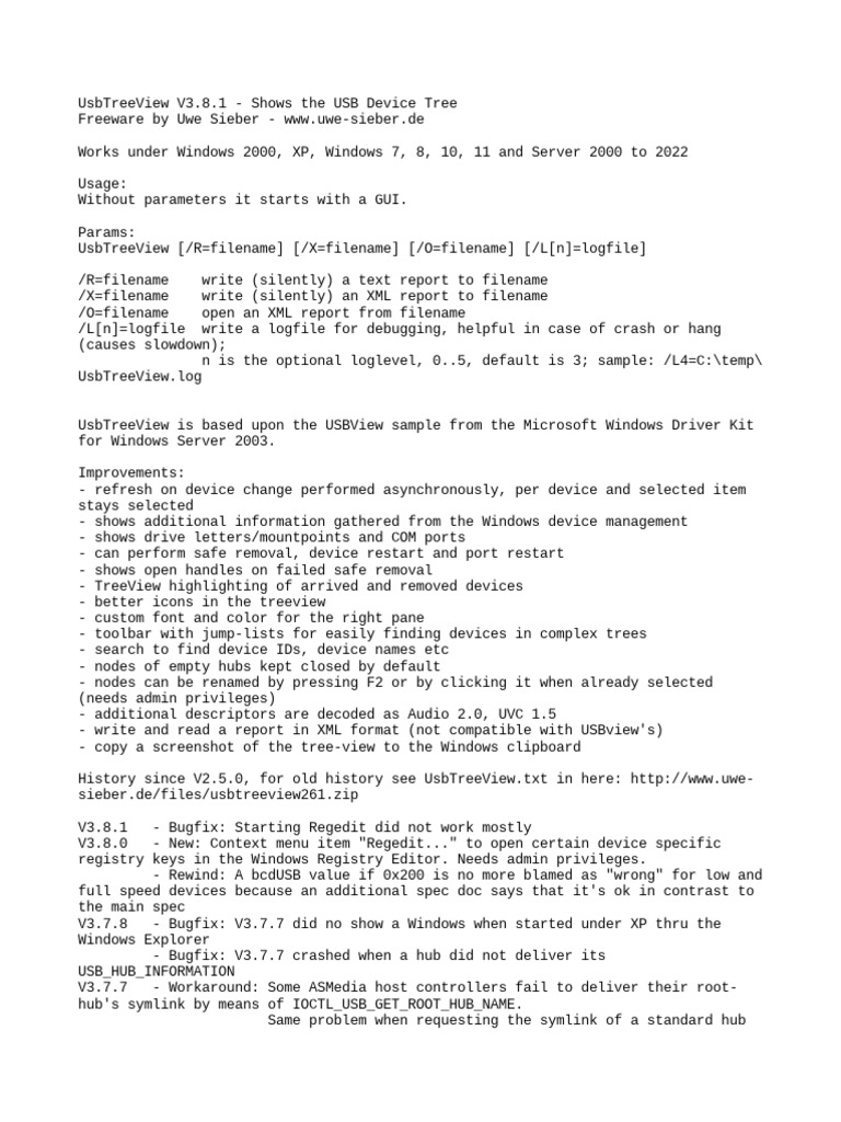 Usb Tree View | PDF | Usb | Windows Registry