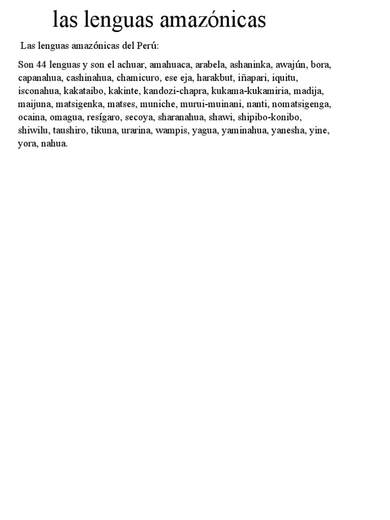 Las Lenguas Amazónicas | PDF
