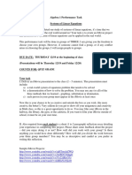 Systems of Linear Equations Performance Task