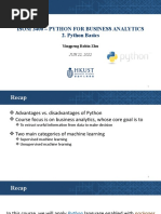 Isom 3400 - Python For Business Analytics 2. Python Basics: Yingpeng Robin Zhu