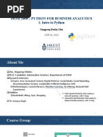 Isom 3400 - Python For Business Analytics 1. Intro To Python